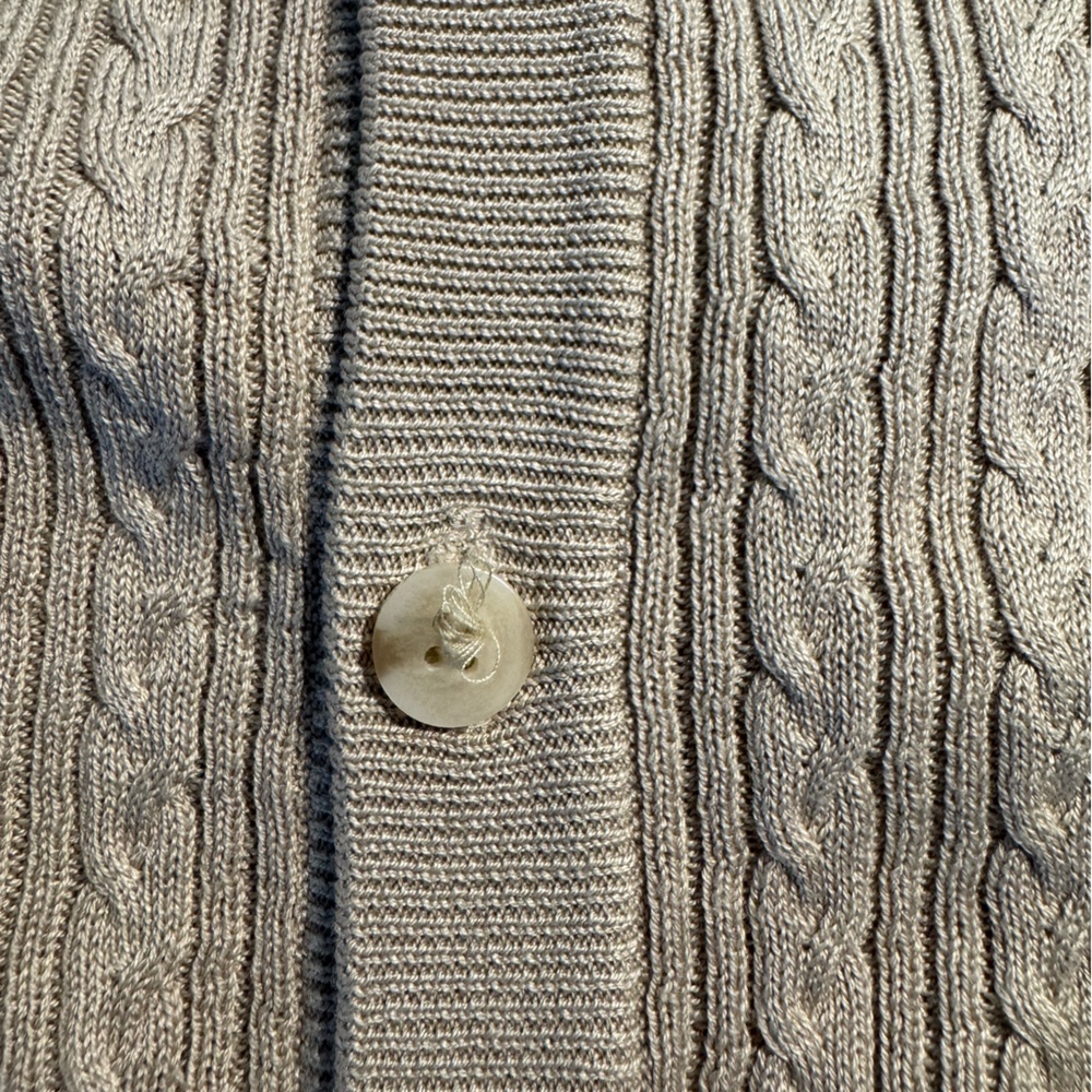 Alan Flusser Men’s Button Front Vest Khaki Size M Cable Knit Front Silk & Cotton - Picture 6 of 6